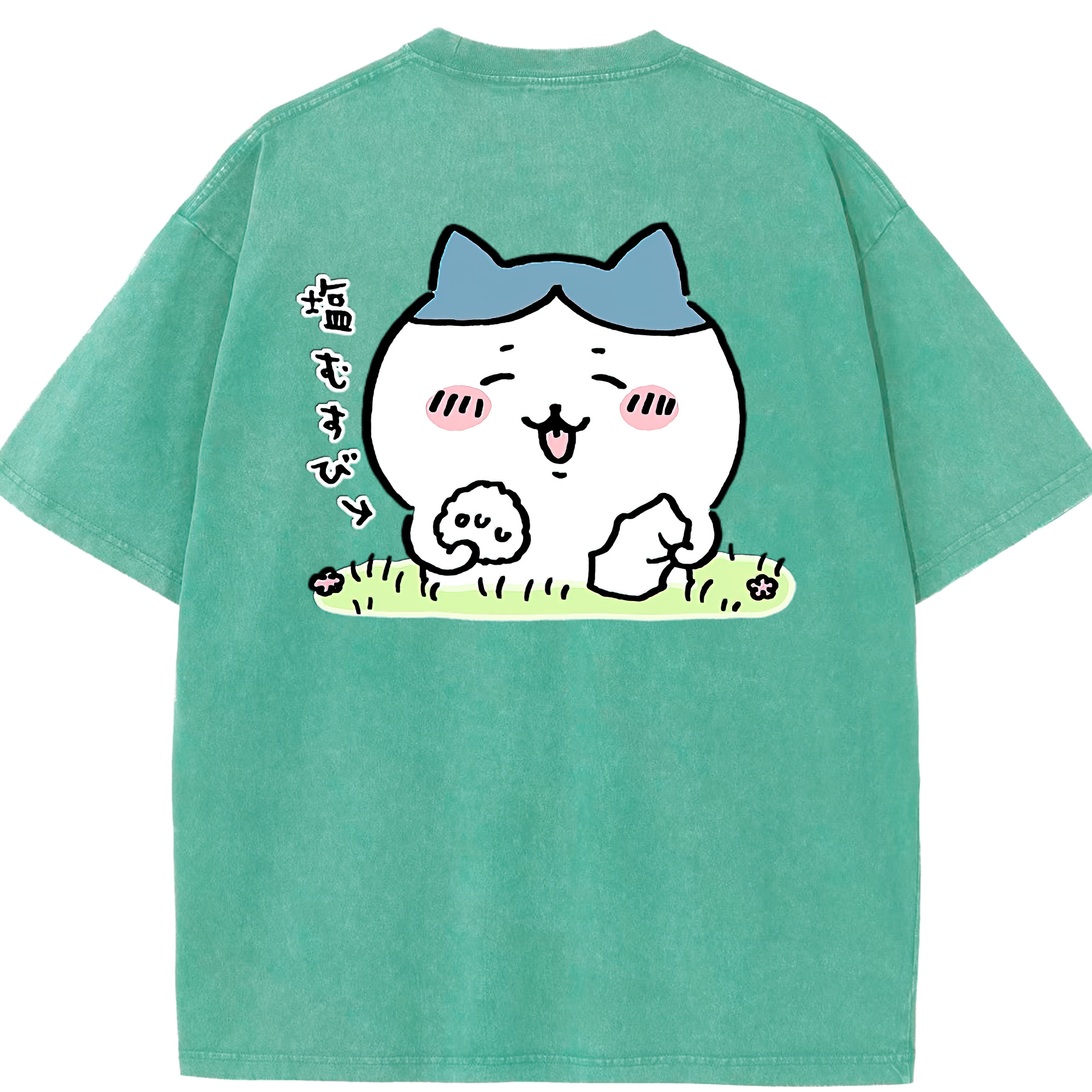 （画像用） ちいかわ ハチワレ Chii-kawa hachiware 綿100% ヴィンテージ風 半袖Tシャツ（背面プリント）